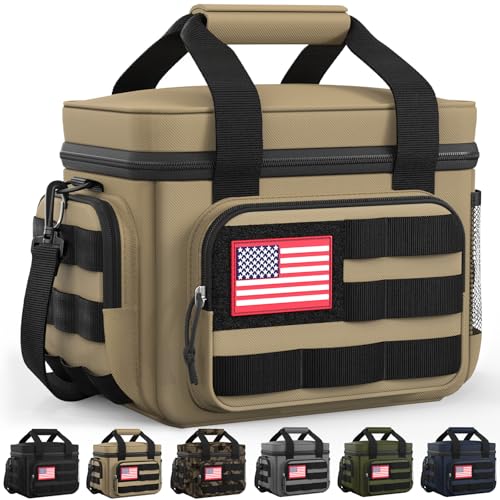 HOTOR Lunch Box for Men & Women - Insulated Lunch Bag with Multiple Pockets, Tactical Cooler Bag for Work, Hiking, Camping, Fishing, Travel, Brown, 11.0" x 8.3" x 7.1" - color: Brown, size: 8l - 1 Tier