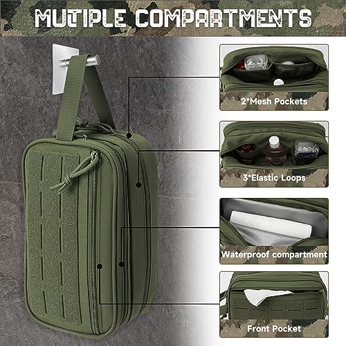 QT&QY Tactical Toiletry Bag For Men Hygiene Bag EDC Military Tool Molle Pouches Small Dopp Kit Mens Shaving Kit Travel shower Bags - color: 1 US Green
