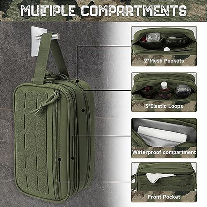 QT&QY Tactical Toiletry Bag For Men Hygiene Bag EDC Military Tool Molle Pouches Small Dopp Kit Mens Shaving Kit Travel shower Bags - color: 1 US Green