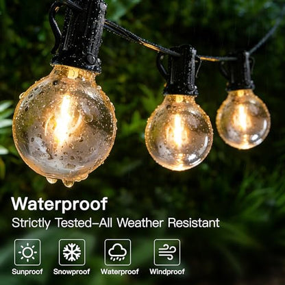 100FT Outdoor String Lights with Remote, 50 + 3 Spare G40 LED Bulbs Plug in Connectable Dimmable Patio Lights, Waterproof Hanging Lights for Outside Backyard Balcony Yard Deck Party - style: 100FT-G40(Remote+Dimmer)