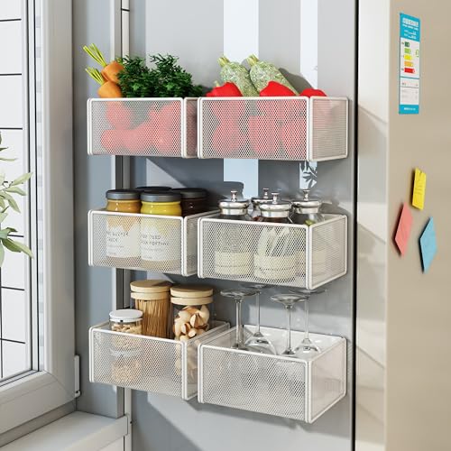 Magnetic Basket Organizer Holder for Fridge Magnetic Storage Bin Box Containers for Refrigerator Whiteboard Classroom (Small, Black) - style: Small, Black