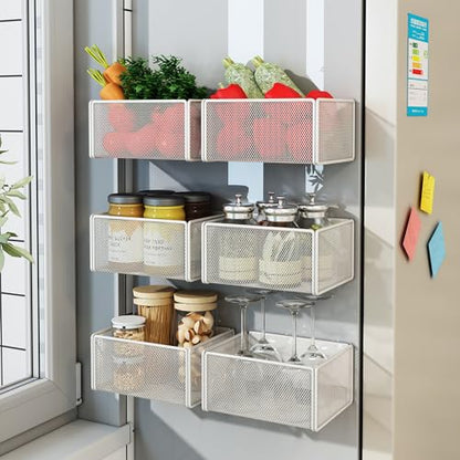 Magnetic Basket Organizer Holder for Fridge Magnetic Storage Bin Box Containers for Refrigerator Whiteboard Classroom (Small, Black) - style: Small, Black
