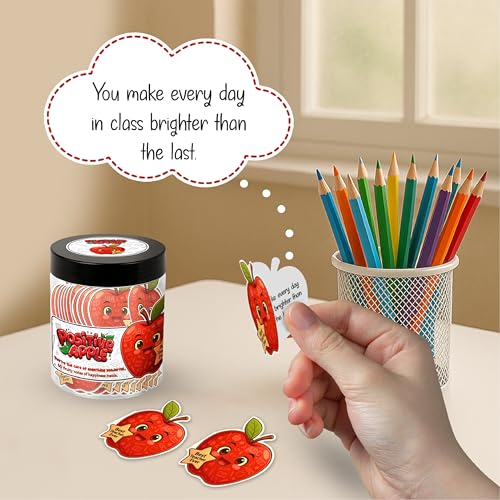 Positive Apple Jar with 60 Daily Affirmation Cards, Emotional Support Apple Gift, Apple Cards, Funny Gifts - color: Positive Apple