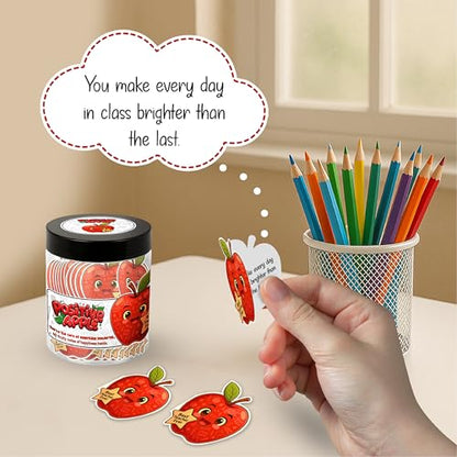 Positive Apple Jar with 60 Daily Affirmation Cards, Emotional Support Apple Gift, Apple Cards, Funny Gifts - color: Positive Apple
