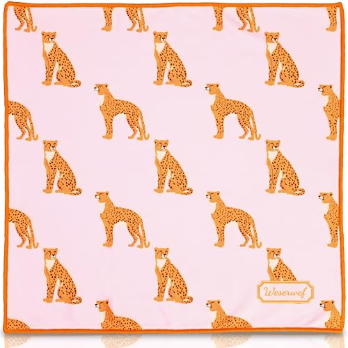 WESERWEF Design Microfiber Glasses Cleaning Cloth – Premium Cleaning Cloth for Eyeglasses, Screens, Tablets, Cameras & Lenses, 12" x 12", Ultra-Soft & Scratch-Free (Leo Pink) - color: leo pink