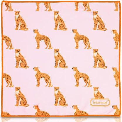 WESERWEF Design Microfiber Glasses Cleaning Cloth – Premium Cleaning Cloth for Eyeglasses, Screens, Tablets, Cameras & Lenses, 12" x 12", Ultra-Soft & Scratch-Free (Leo Pink) - color: leo pink