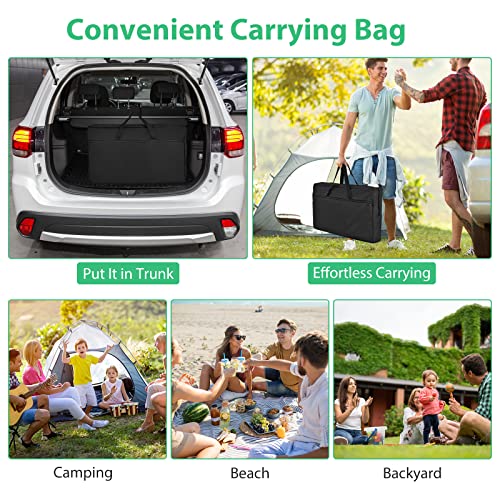 GYMAX Folding Camping Table, Portable Kitchen Table with 2 Zipper Organizer Shelf & Wind Screen, Foldable Cooking Table for Camping Hiking Picnic BBQ (Black) - color: Black