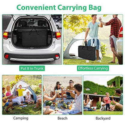 GYMAX Folding Camping Table, Portable Kitchen Table with 2 Zipper Organizer Shelf & Wind Screen, Foldable Cooking Table for Camping Hiking Picnic BBQ (Black) - color: Black