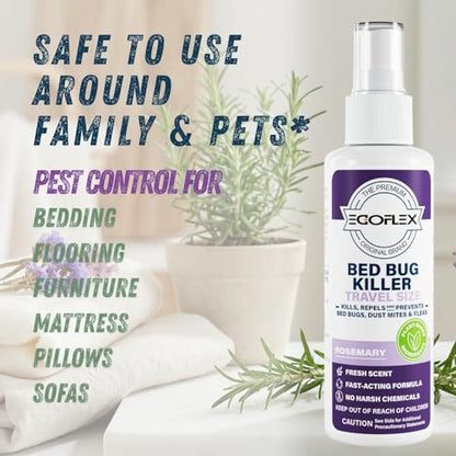 3-Pack Bed Bug Killer Spray - Travel Size TSA Approved - Repels Bed Bugs, Dust Mites, Lice & Fleas with Natural Essential Oils - Travel Essentials for Women - 3 Fl Oz