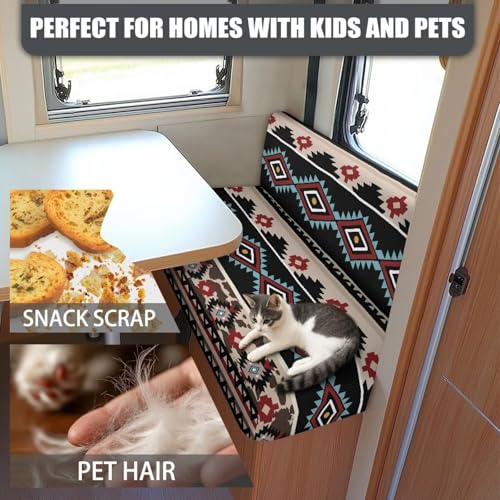 Navajo Print RV Dinette Cushions Covers Native American Tribal Geometric RV Couch Cushion Cover Booth Set 2 Cushion Couch Cover for RV Camper Sofa,Including 1 Bench Cover & 1 Backrest Cover - color: Navajo