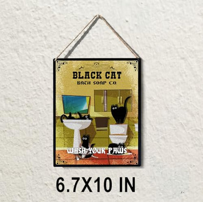 wall-pediments MP 475 Black Cat Bath Soap Co. 4-Cat Chaos Plaque, 6.7 x 10 Inches Funny Cat Bathroom Decor - color: Generic 9960