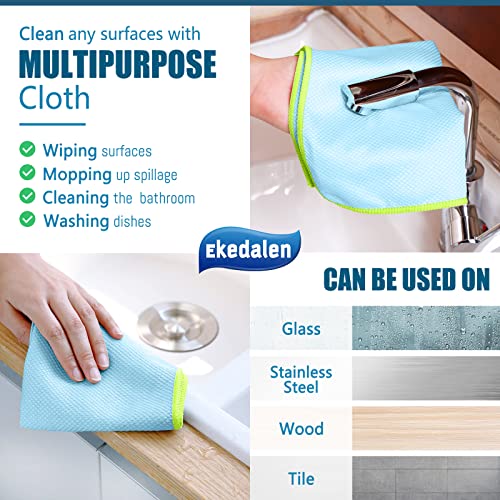 Microfiber Cleaning Cloth Lint Free Glass Cleaner Window Polishing Streak Free Miracle Easy Clean Rag Reusable for Mirror Kitchen Dish Auto Detailing,Pack of 8, 12'' x 16'', Light Grey - color: Light Grey, 12 X 16 Inch