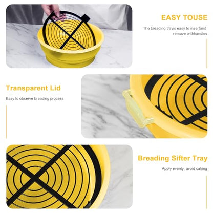 FJNATINH Collapsible Batter Bowl - Mess Free Better Breader Shaker Bowl with Lid Breading Shaker Container - Great for Fried Fish, Fried Chicken, Onion Rings, Wings,No Leak,Easy to Store,Yellow - color: Yellow