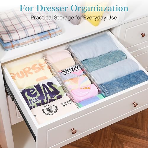 Vtopmart 4 Pack 4" Regular Upgrade Drawer Dividers for Clothes, 12.8"-22.3" Expandable Dresser Drawer Organizer, Clear Plastic Separators for Dresser, Baby Clothing, Underwear, Cosmetic, Toiletries - size: Regular-4" without Inserts
