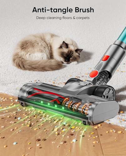 Cordless Vacuum Cleaner,80Mins 600W/50KPA Self-Standing Vacuum Cleaners for Home, Stick Vacuum with Anti-Tangle Brush,LED Screen,Rechargeable Vacuum for Floor/Carpet/Pet Hair