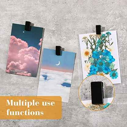 30 Pieces Self-Adhesive Clips Wall Tapestry Clips Sticky Plastic Photo Small Hanging Spring for Poster Photo Wall Teacher Student Home Applications(Black) - color: Black