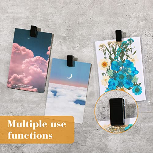 30 Pieces Self-Adhesive Clips Wall Tapestry Clips Sticky Plastic Photo Small Hanging Spring for Poster Photo Wall Teacher Student Home Applications(Black) - color: Black