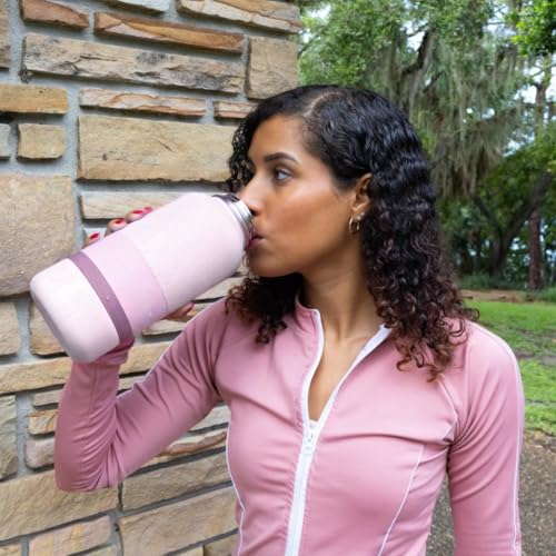OhmyPet | Pet Water Bottle Station with 3 Bowls and 32oz Bottle, Pink or Blue | for Traveling Hiking Outing - color: Pink