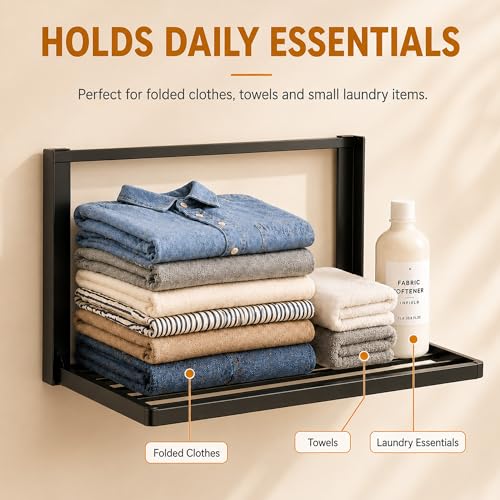 Magnetic Shelves for Washing Machine, No-Drill Magnetic Laundry Organizer Shelf for Washer Dryer and Small Spaces, Foldable Space-Saving Side Storage Rack for Laundry, Bathroom, Kitchen & RV