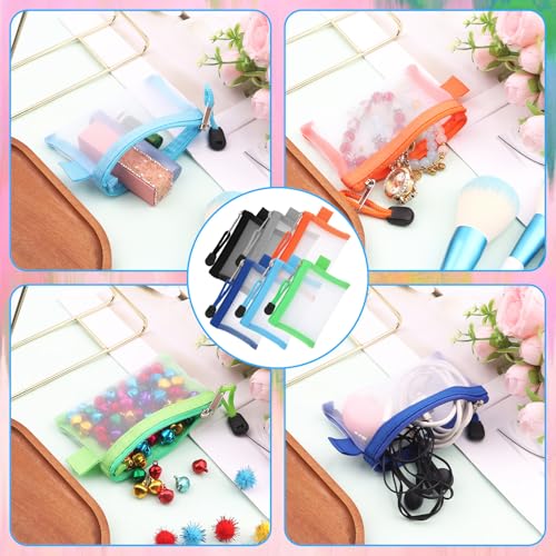6 Pack Mini Mesh Pouch with Zipper, 3 x 4.5 Inch Small Mesh Bags Portable Nylon Zipper Pouch, Travel Organizer for Cosmetic Toiletries Lipstick Coin Card Key Holder, 6 Colors