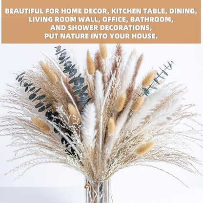 Boho Decor Pampas Grass and Eucalyptus Bouquet,7Kinds Dried Flowers,pompas Grass Dried Flowers Arrangement for Centerpiece Table ,Wedding,Home,Room,Rustic Decor