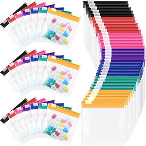 Sherr 35 Pcs Pill Pouch Bags with Zipper Pill Pouch Set Travel Reusable Translucent Medicine Organizer Self Sealing Plastic Bag with Slide Lock for Storage(Classic Colors,3 x 3 Inch,Blank Style) - color: Classic Colors, size: 3 x 3 Inch, style: Blank Styl