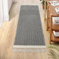 Lahome Belle Boho Hallway Runner Rug, 2x6 Laundry Room Lightweight Entry Woven Cotton Throw Mat with Tassels, Farmhouse Non Shedding Washable Black Low Pile Runner for Kitchen Bathroom - color: Black, size: 2' x 6' (Runner)