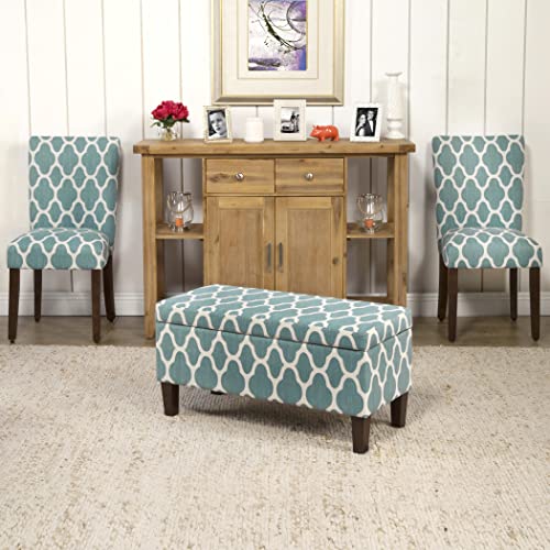 HomePop 36" Storage Ottoman Bench with Hinged Lid - Teal Geometric - color: Teal Geometric