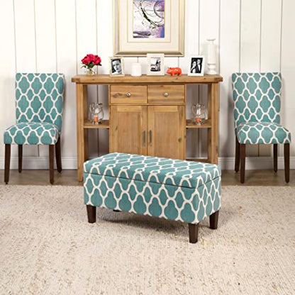 HomePop 36" Storage Ottoman Bench with Hinged Lid - Teal Geometric - color: Teal Geometric
