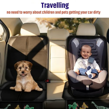 Bacgnyer Car Seat Protector, 1 Pack Carseat Seat Protectors with Thick Padding and Non-Slip Backing, Waterproof 600D Fabric Car Seat Cover for Baby Child Car Seats with 2 Mesh Pockets - color: Basic Black 1PCS