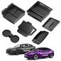 8PCS Center Console Organizer for Tesla Model Y Juniper Accessories 2026 2025 & for Tesla Model 3 Accessories 2024-2026 [Slide Smoothly & US Patent] Charging Pad Sunglasses Cup Holder Black