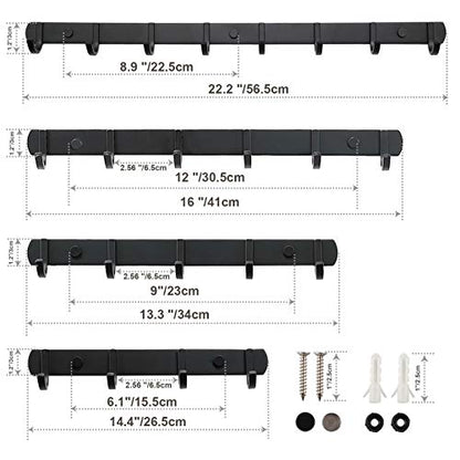 Ihomepark Coat Hooks Wall Mounted, Heavy Duty Metal 6 Coat Hanger Rack for Coat Hat Towel Purse Robes Keys Mudroom Bathroom Entryway (1 Pack, Black) - size: 6 Hooks(1 Pcs)