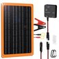 FieryRed 10W 12V Solar Panel Car Battery Charger & Maintainer, Waterproof Trickle Charger with Built-in Controller, Cig Plug, Alligator Clips, USB-C, USB-A Outputs for Car, Boat, RV, Tractor - size: 10W