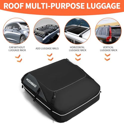 MIDABAO 20 Cubic Waterproof Duty Car Roof Top Carrier-Car Cargo Roof Top Bag, Waterproof & Coated Zippers includes Anti Slip Mat with or without Racks (20 Cubic Feet) - size: 20 Cubic Feet