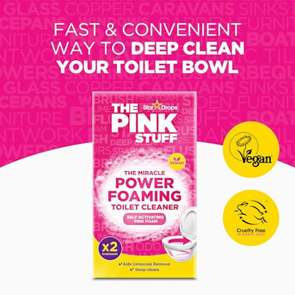 Stardrops The Pink Stuff Miracle Power Foaming Toilet Cleaner – Self-Activating Formula for Deep Cleaning, Stain Removal, and a Fresh Shine – Bathroom Essential - size: 7 Ounce (Pack of 3)