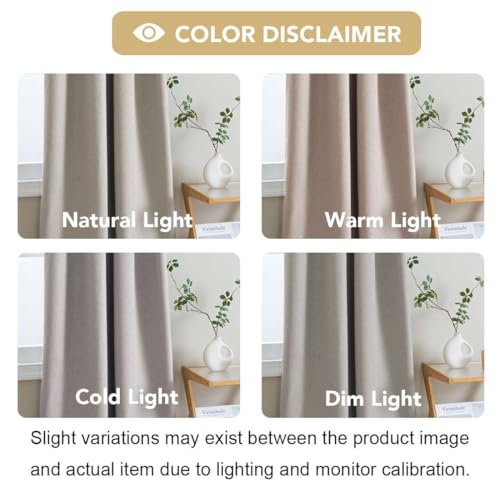 H.VERSAILTEX Linen Look 100% Blackout Curtains 45 Inches Long for Bedroom Full Light Blocking Rod Pocket 42 Inches Wide Linen Textured Thick Window Curtain Drapes with White Backing, Stone, 2 Panels - color: Stone, size: 42"W x 45"L (Pack of 2)