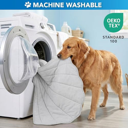 PetAmi Dog Cooling Mat, Sea Shell Shape, Pet Pad with Cooling Nylon & Soft Fleece, Q-Max > 0.4 Reversible All Season Blanket for Dogs & Cats, Medium 40x47 in, Light Grey - color: Light Grey, size: Medium