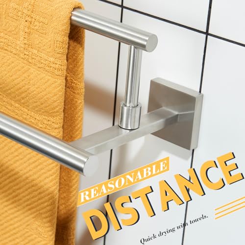 KOKOSIRI Bath Towel Holders Brushed Nickel Bathroom Rack 24-Inch Double Towel Bars Rails for Garage Kitchen Stainless Steel B5009BR-L24 - color: Brushed Nickel, size: 24-Inch