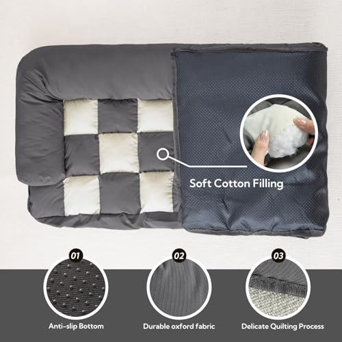 Soulbond Dog Bed for Car Back Seat, Soft Backseat Dog Bed Hammock, Non-Slip Pet Car Seat Cover for Back Seat, Pet Travel Bench Sofa for Cars/Small SUVs/Sedan, Dark Gray