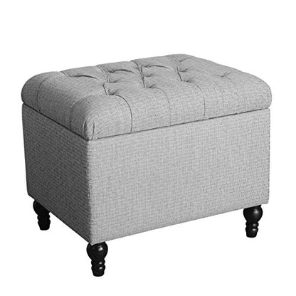 HomePop 24" Button Tufted Storage Ottoman - Pewter Gray - color: Pewter Gray