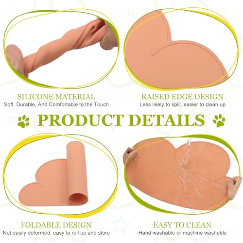 Silicone Pet Feeding Mat, Waterproof Dog Cat Food Bowl Placemat Tray Anti-Slip with Raised Edge Foldable Heat-Resistant (Dark Pink, Cloud Shape), Intended for Cat Dog Water Bowl - color: Dark Pink