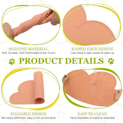 Silicone Pet Feeding Mat, Waterproof Dog Cat Food Bowl Placemat Tray Anti-Slip with Raised Edge Foldable Heat-Resistant (Dark Pink, Cloud Shape), Intended for Cat Dog Water Bowl - color: Dark Pink