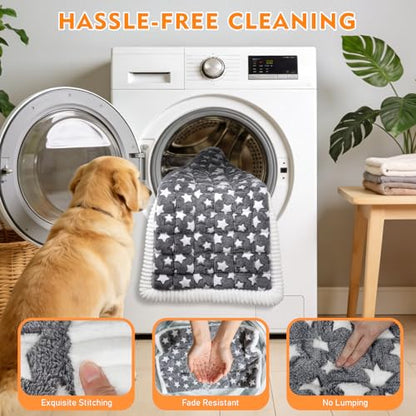 Backseat Dog Bed Mat for Car, Non-Slip Scratch-Resistant Dog Car Seat Cover, Soft Thick Pet Travel Cushion, Washable Back Seat Protector Blanket for Cars SUVs Trucks, 53 x 24 Inches - color: Grey Star Pattern