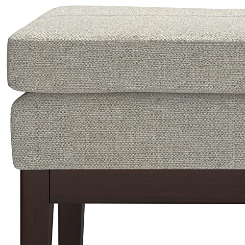 SIMPLIHOME Carlson Small Ottoman Bench - 27 inch Wide Upholstered Woven Fabric Rectangle Ottoman in Greige, Mid Century Modern Bench for Bedroom, Entryway or Living Room with Padded Seat - color: Greige, style: Small Ottoman Bench