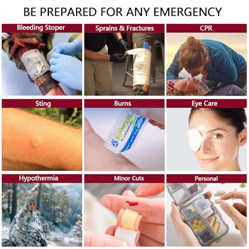 First Aid Trauma Kit,Comprehensive First Aid Kit with Labelled Compartments, Molle System Emergency Kits for Cars, Home, Office, Backpacking, Camping, Traveling, and Cycling-265 Piece - size: Large