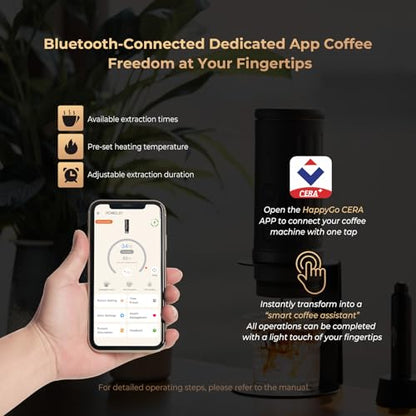 IKAPE Newly KAPO K2 Portable Espresso Machine with Bl uetooth APP Connect & 51mm Bottomless Basket, Electric Coffee Maker 20 Bar Pressure, for Home, Travel, Camping - size: 51.3mm