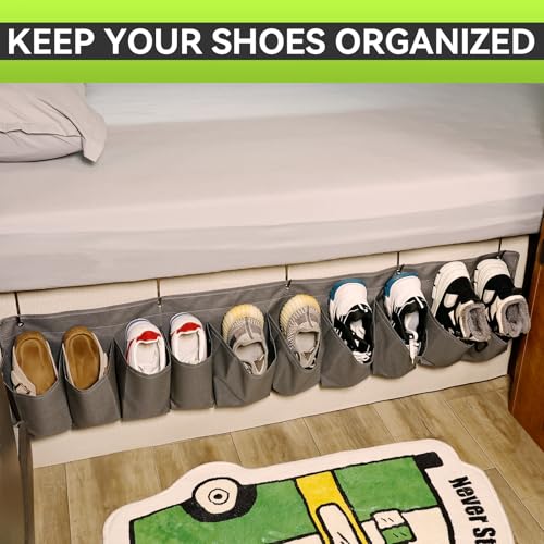 RVMATE RV Shoe Storage Organizer - Hanging Bedside Pockets for Shoes, Boots, and Accessories - Grey, 10 Pockets