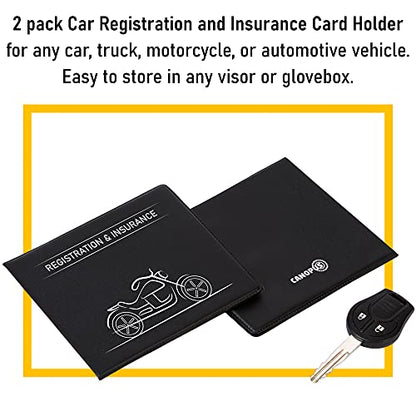 CANOPUS Car Registration and Insurance Holder, Car Document Holder, Vehicle Registration and Insurance Card Holder, Wallet for Auto, Trailer, Motorcycle, Truck, Vehicle Paperwork Organizer (2 Pack) - size: Motorcycle