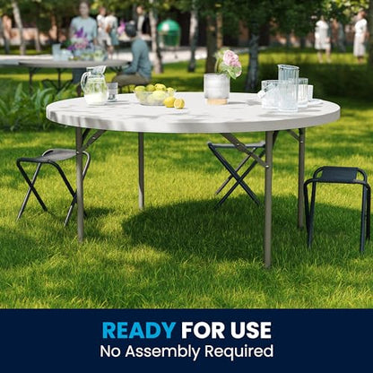 Flash Furniture 5' Round All-Occasion Plastic Folding Event Table for Parties and Trade Shows, Folding Banquet Table for Indoor/Outdoor Events, White - size: 5 Foot