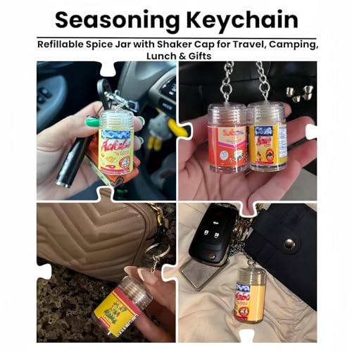Mini Adobo Seasoning Keychain Bottle – 1.8in Empty Spice Jar with Shaker Cap – Travel Refillable Container for Camping, Lunchboxes & Gifts – AS Plastic – 1-Pack